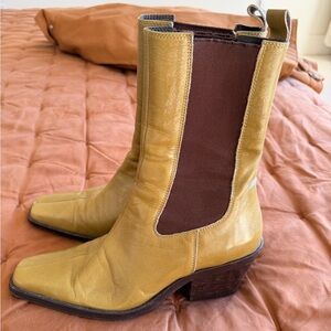 Green (Chartreuse) Leather Heeled Boots